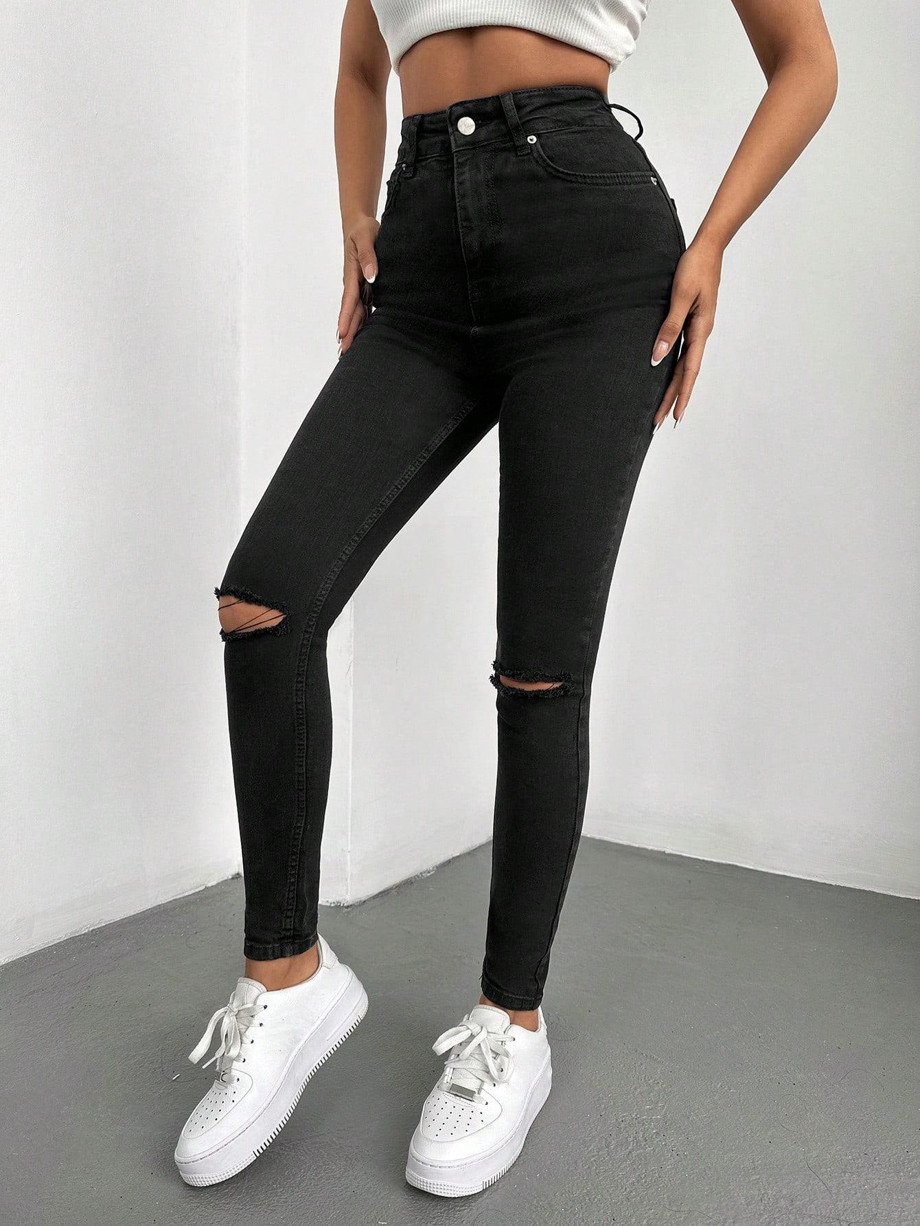 CZARNE SPODNIE JEANS RURKI 