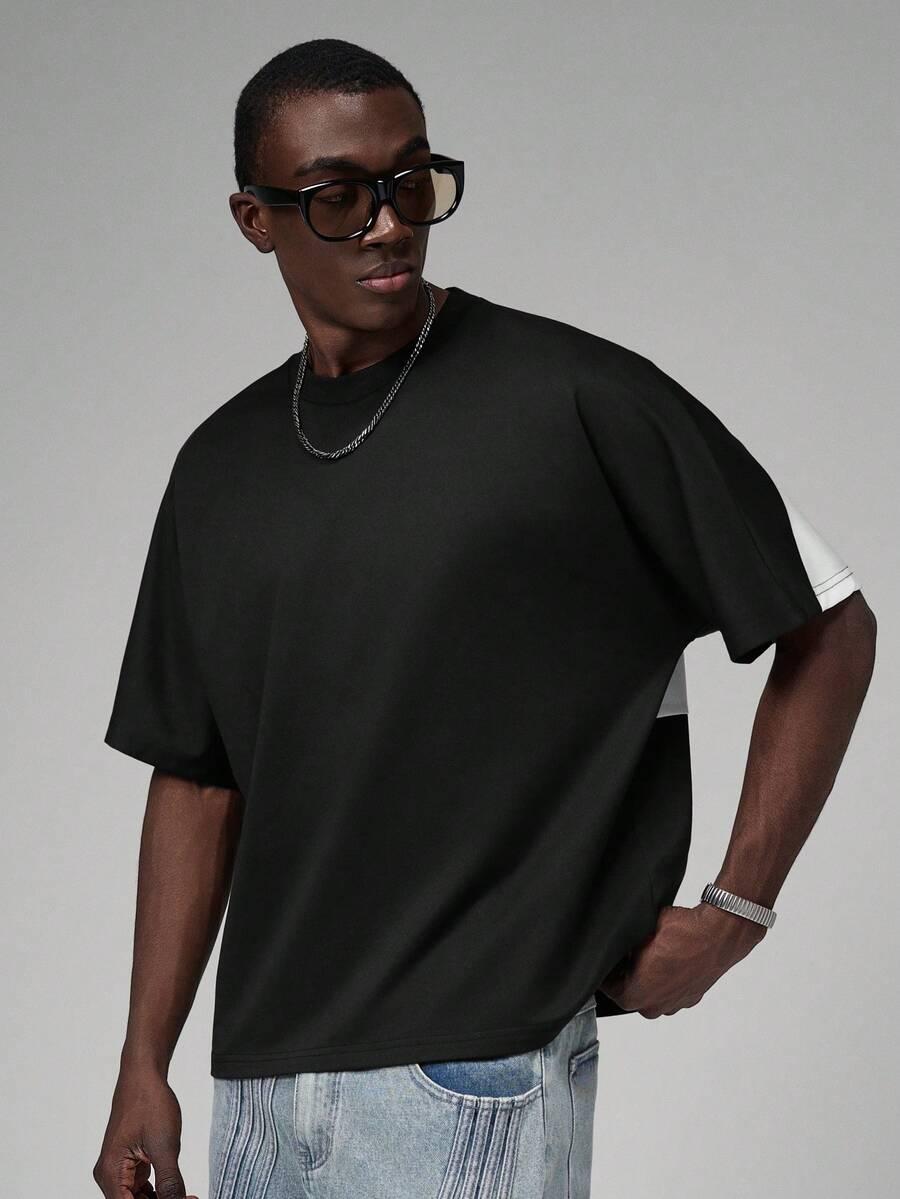 CZARNY T-SHIRT NADRUK