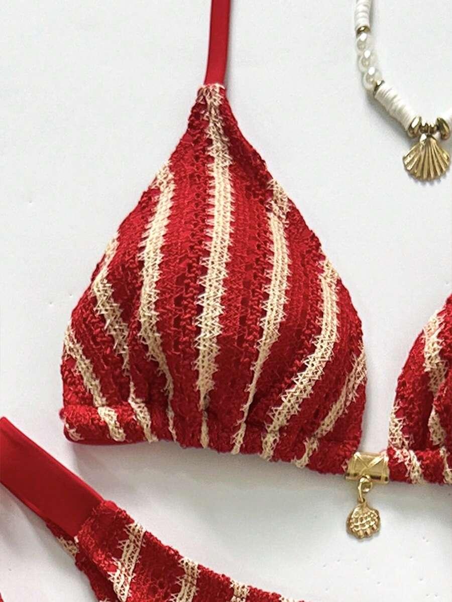 3-CZĘŚCIOWY KOMPLET PLAŻOWY BIKINI SPODNIE