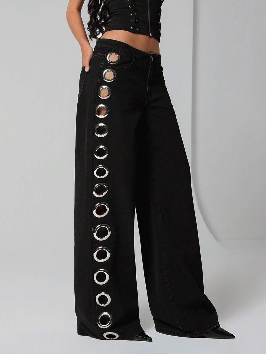 CZARNE SPODNIE JEANS