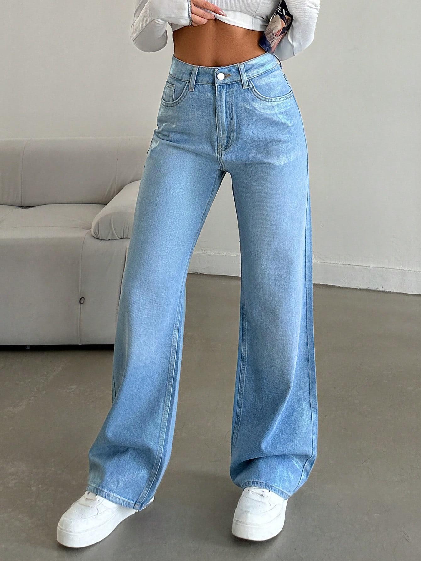 SPODNIE JEANS POŁYSK