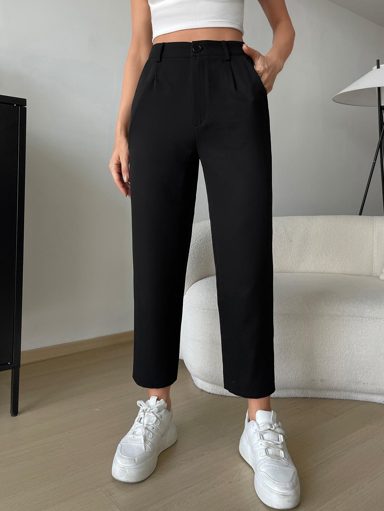 CZARNE SPODNIE CASUAL ZAMEK