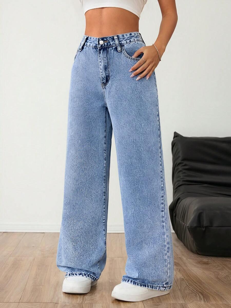 PROSTE SPODNIE JEANS WYSOKI STAN 