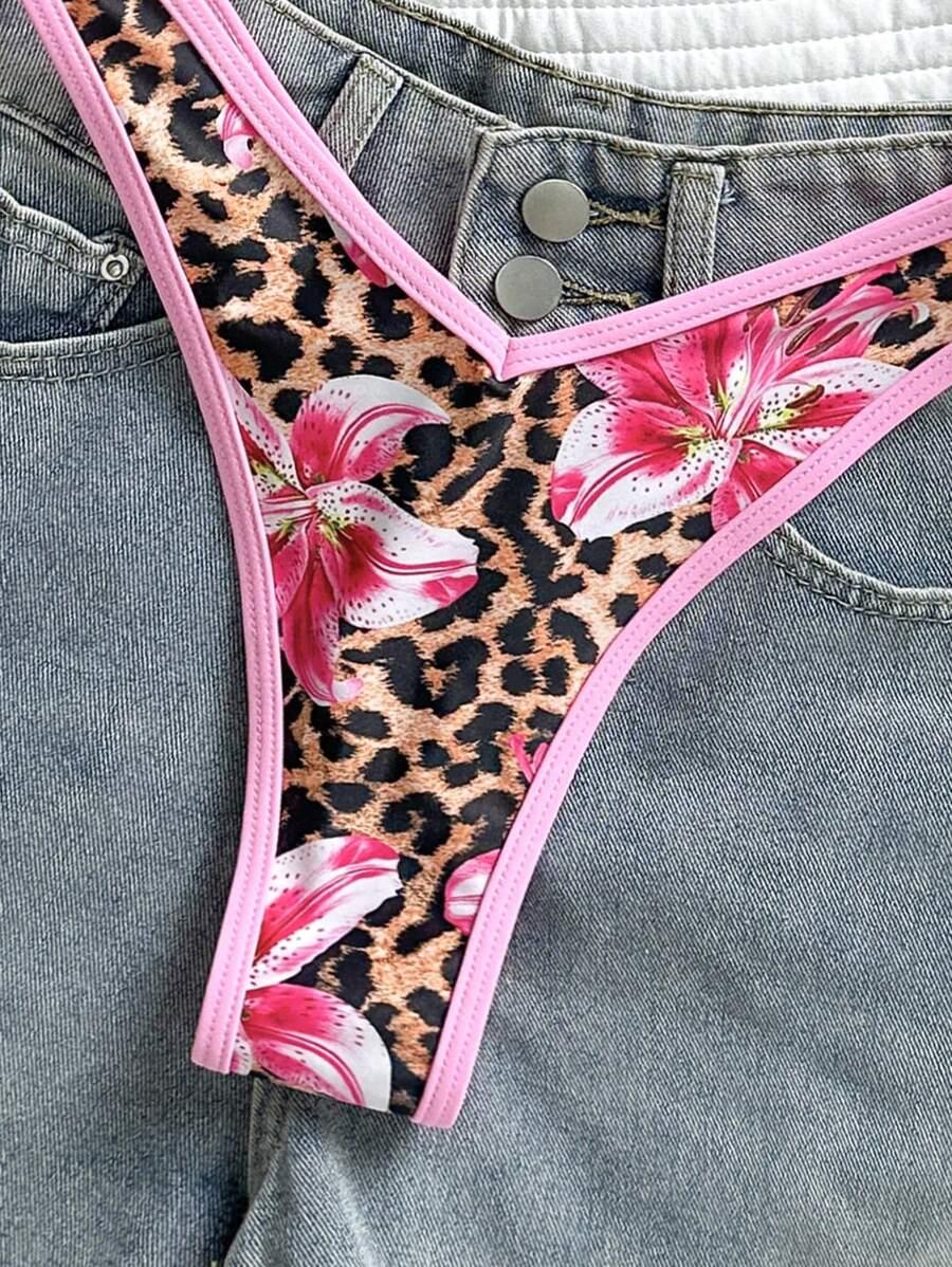 DWUCZĘŚCIOWY STRÓJ KĄPIELOWY ANIMAL PRINT KWIATY