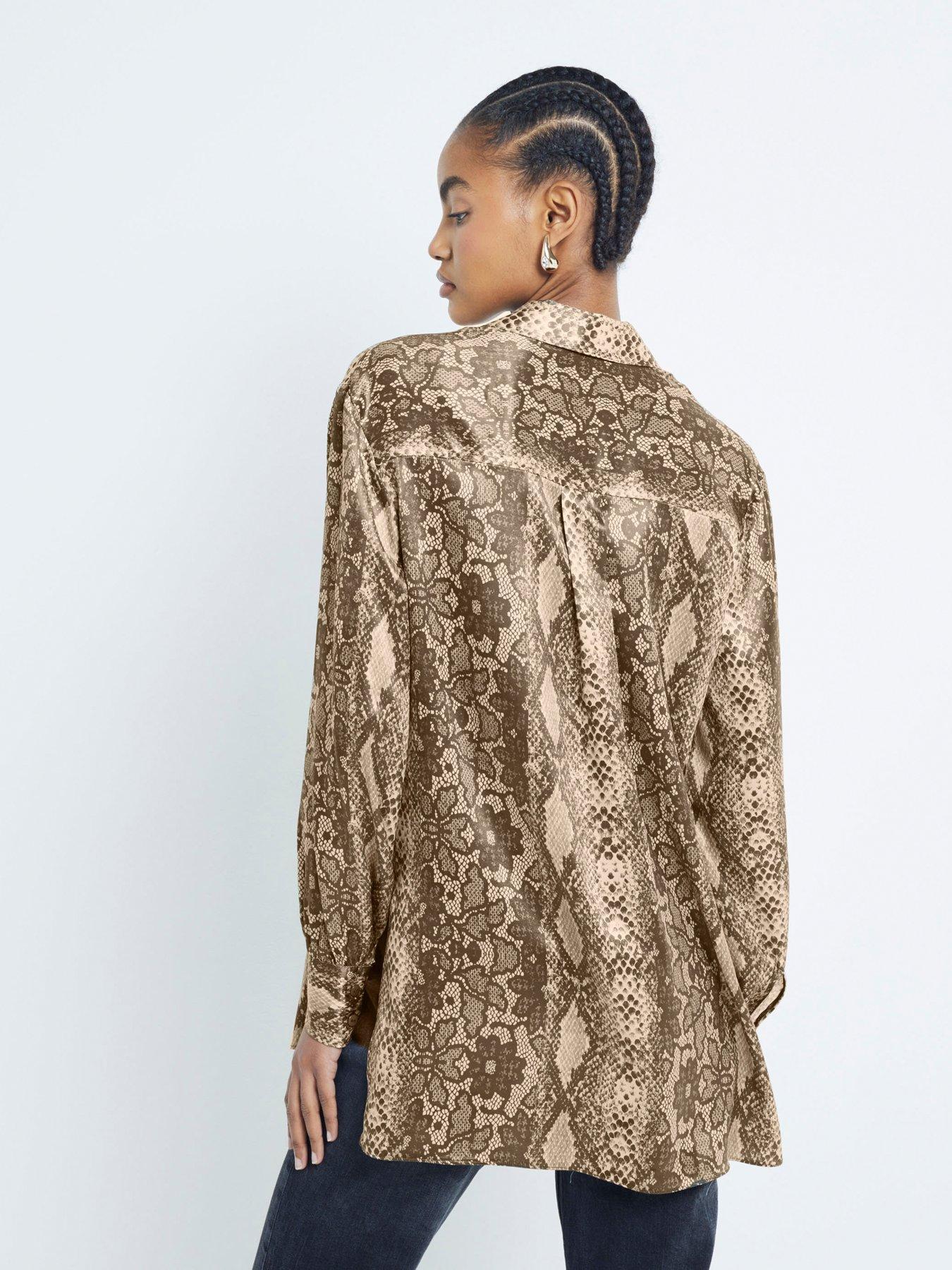 RIVER ISLAND KOSZULA SATYNOWA ZE WZOREM ZWIERZĘCYM 