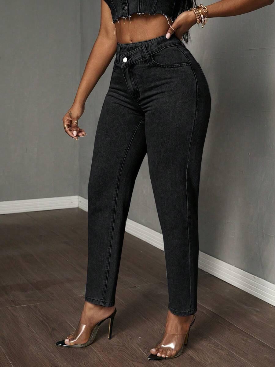 CZARNE SPODNIE JEANS 