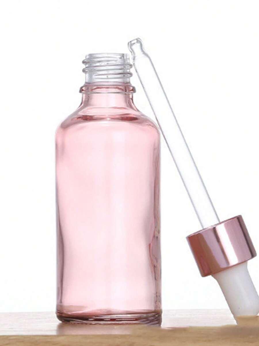RÓŻOWA BUTELKA SZKLANA Z PIPETĄ 