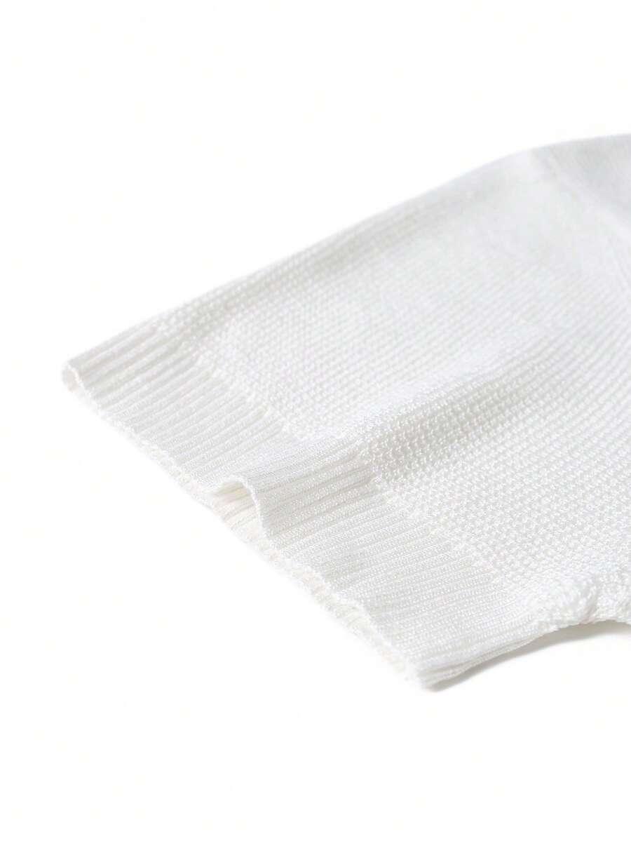 BIAŁY DZIANINOWY T-SHIRT