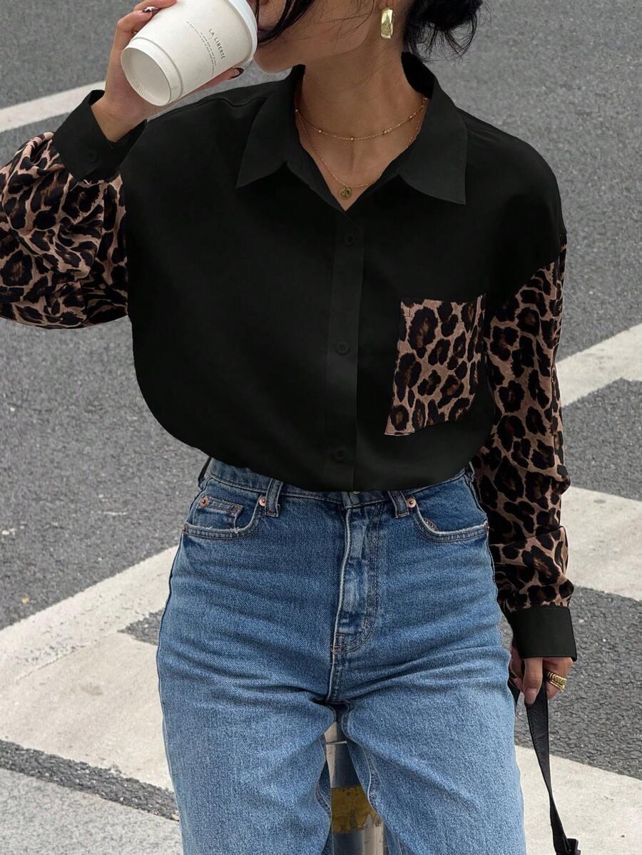 CZARNA KOSZULA ANIMAL PRINT