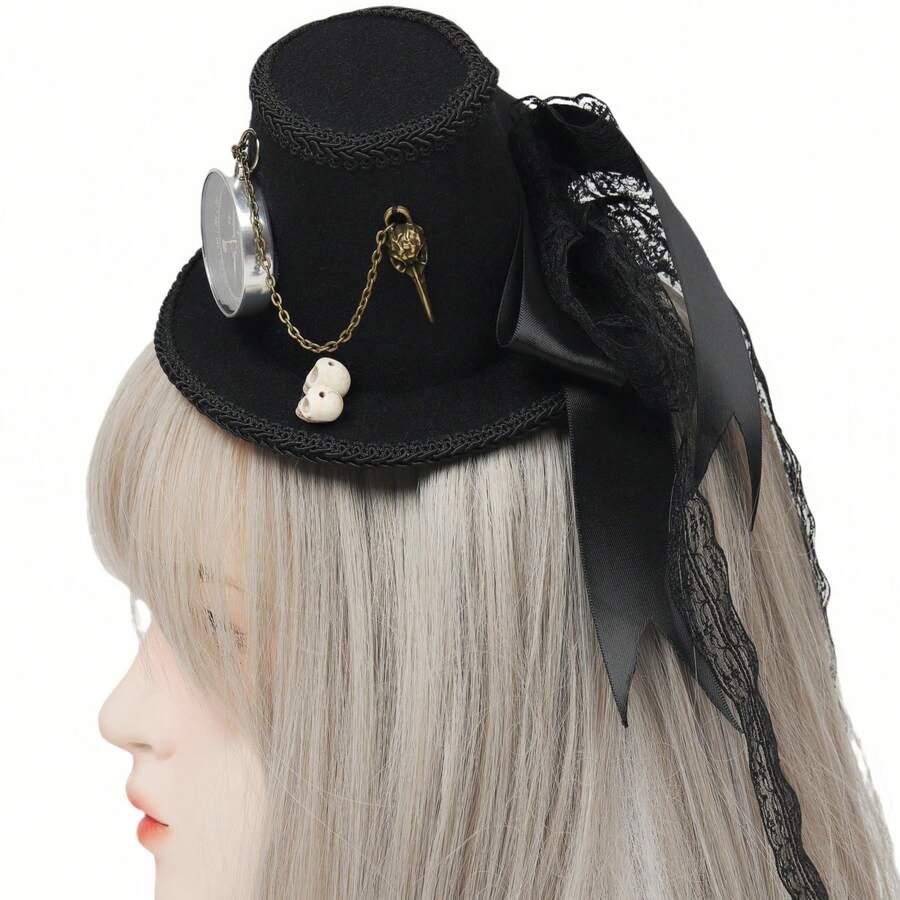czarny kapelusz Steampunk