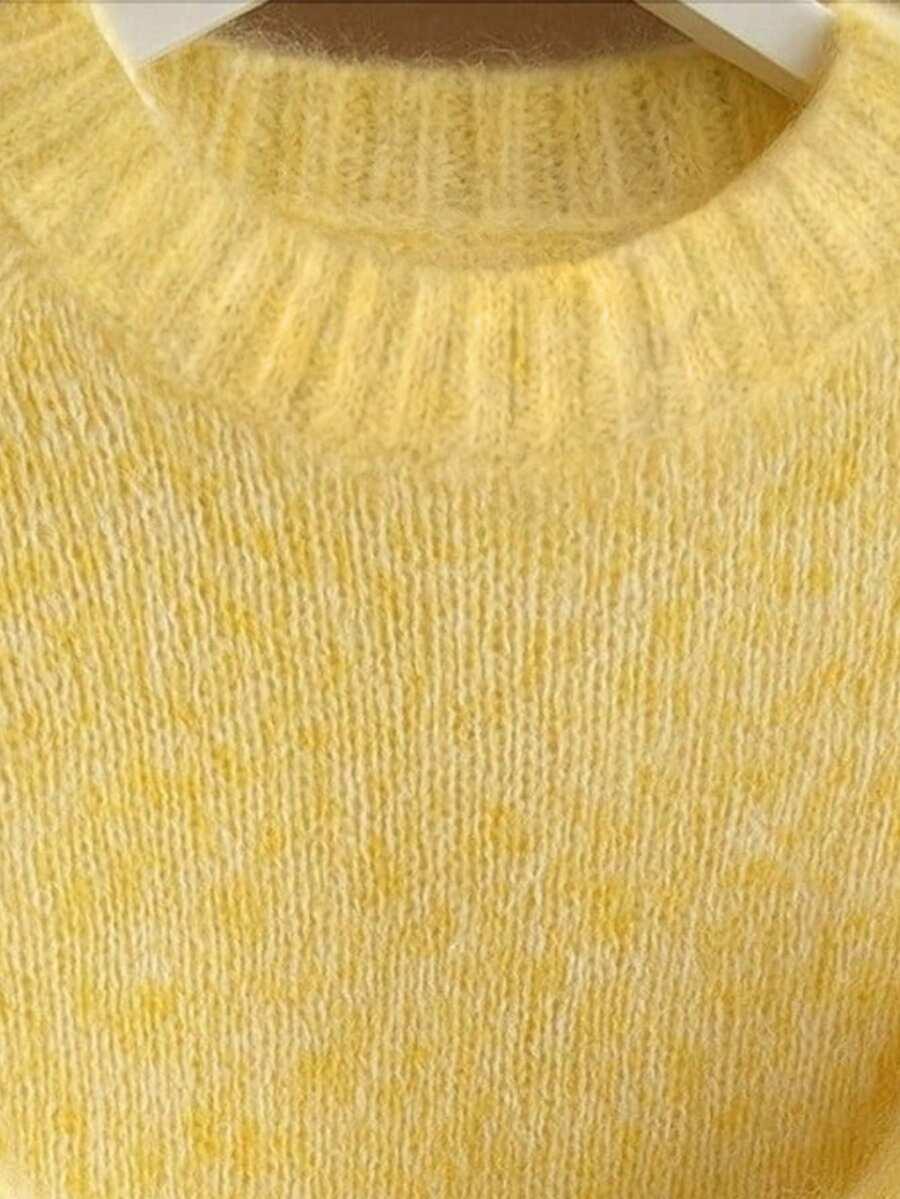 ŻÓŁTY SWETER OKRĄGŁY DEKOLT
