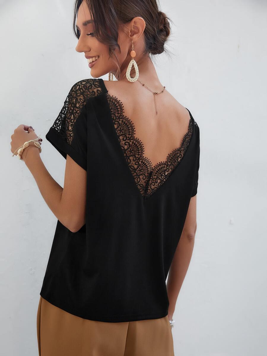 czarna bluzka v neck