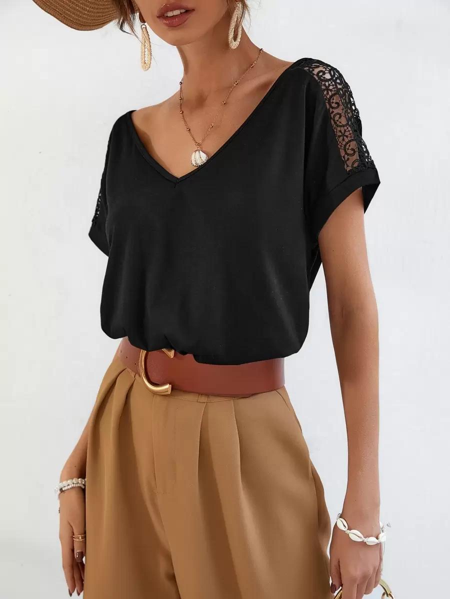 czarna bluzka v neck