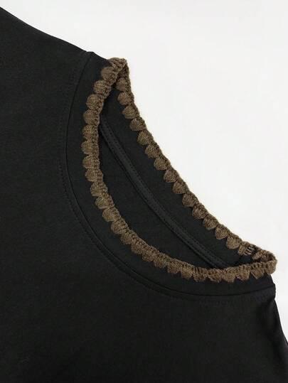 czarny t-shirt krótki rękaw