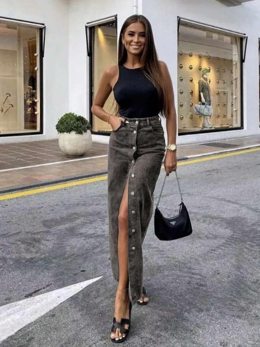 CZARNA SPÓDNICA JEANS