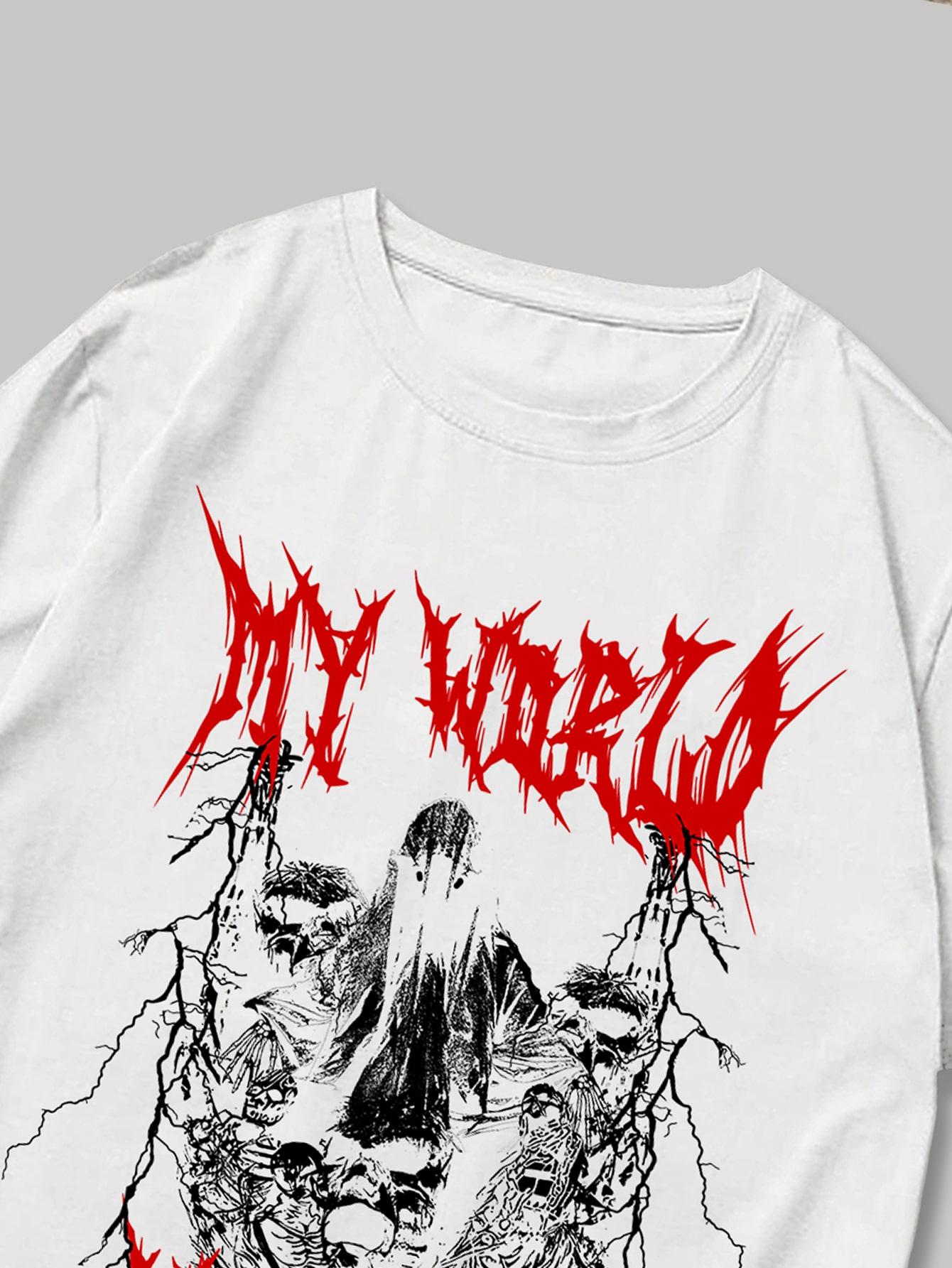 JAK GRUNGE PUNK MĘSKIE KOSZULKA & KAMIZELKI HALLOWEEN LITERA ULICA