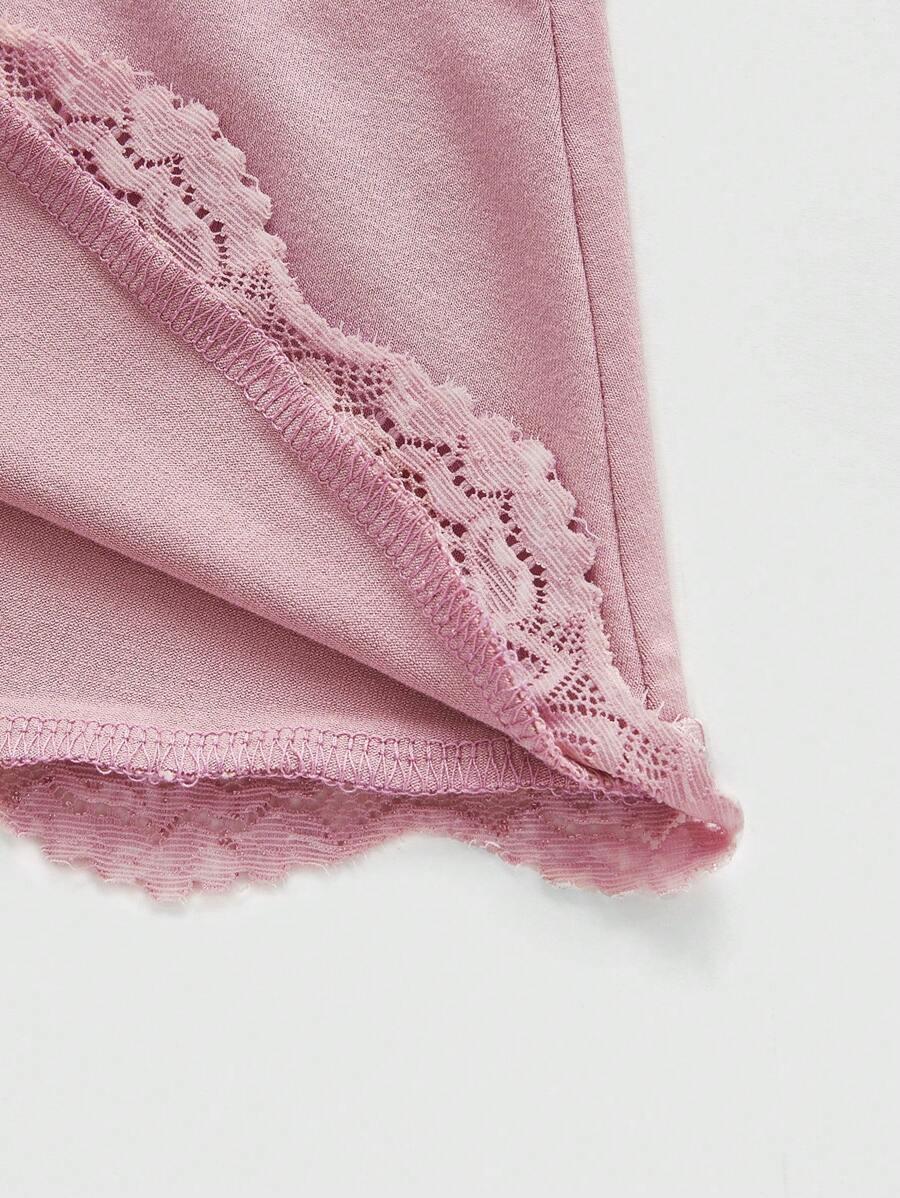 różowy top koronka wiązanie 