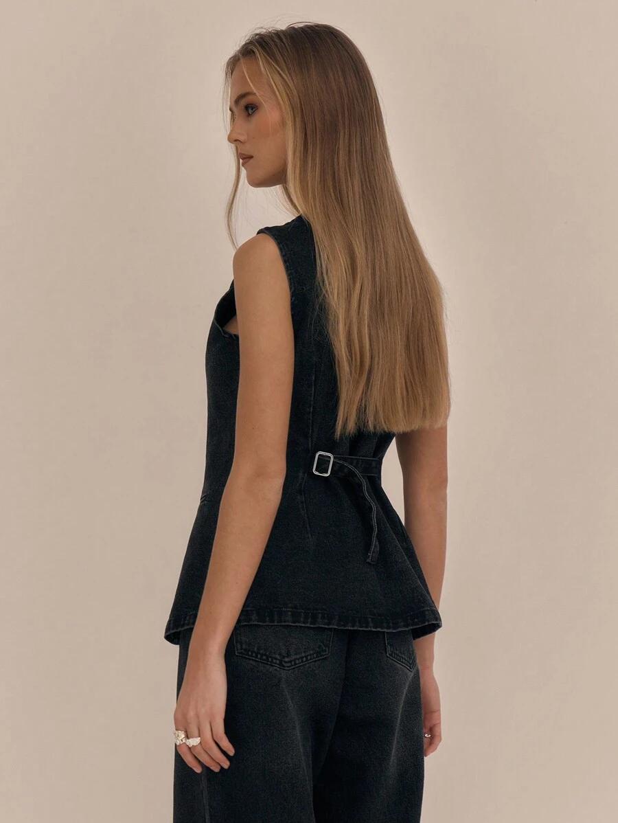 CZARNA KAMIZELKA JEANS 