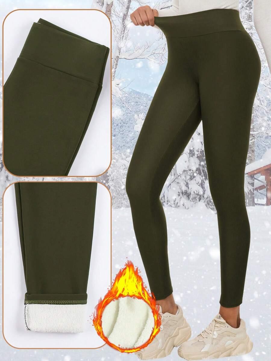 zielone OCIEPLANE LEGGINS