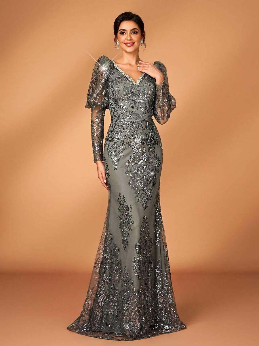 szara maxi sukienka