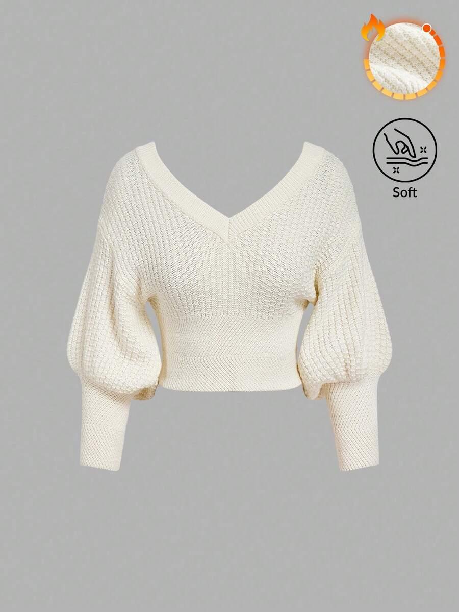 beżowy sweter v neck