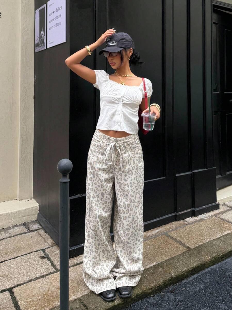 SPODNIE JEANS ANIMAL PRINT