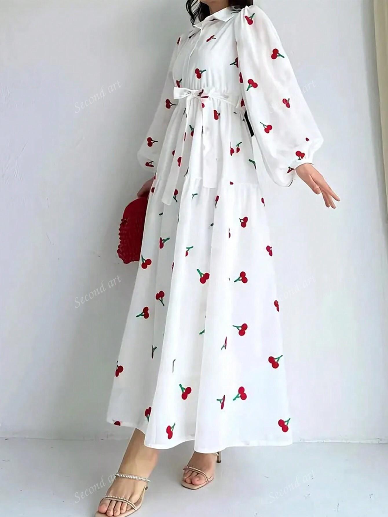 biała maxi sukienka print