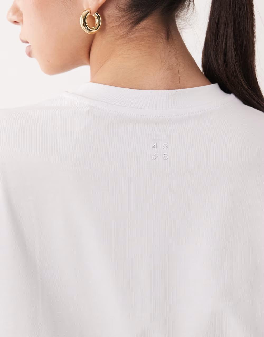 BRĄZOWY LUŹNY T-SHIRT OKRĄGŁY DEKOLT ROZCIĘCIA BASIC