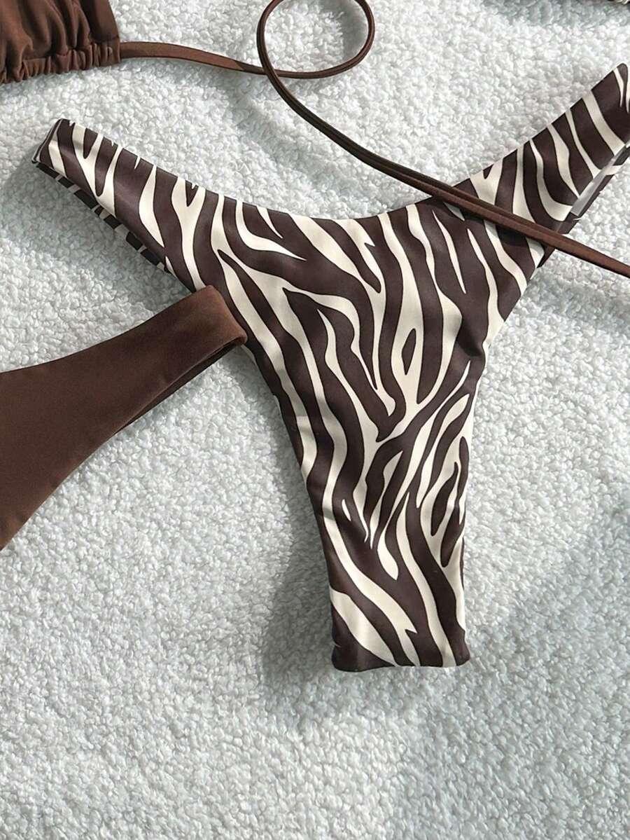 dwuczęściowy strój kąpielowy animal print