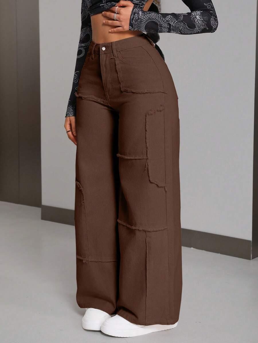 brązowe spodnie jeans