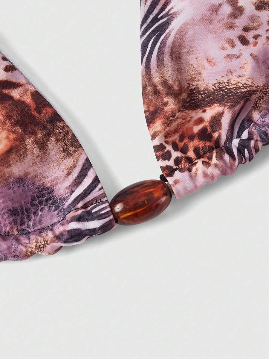 góra od bikini top siateczka animal print