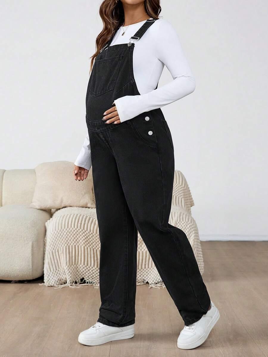 CZARNE OGRODNICZKI JEANS