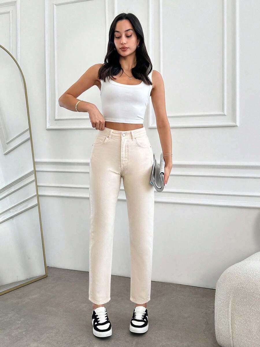 spodnie mom jeans wysoki stan