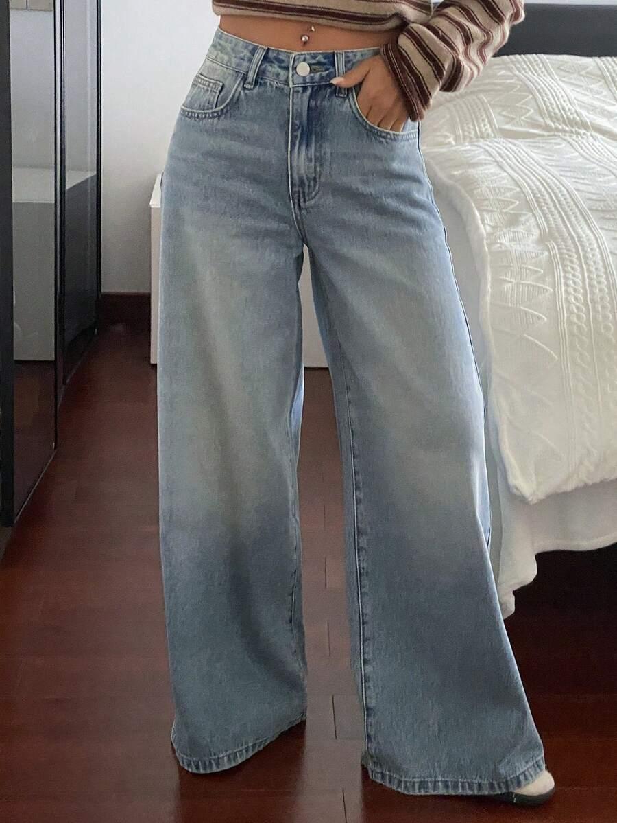 NIEBIESKIE PROSTE SPODNIE JEANS