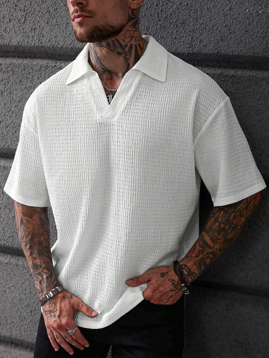 T-SHIRT MĘSKI BIAŁY DEKOLT SEREK 