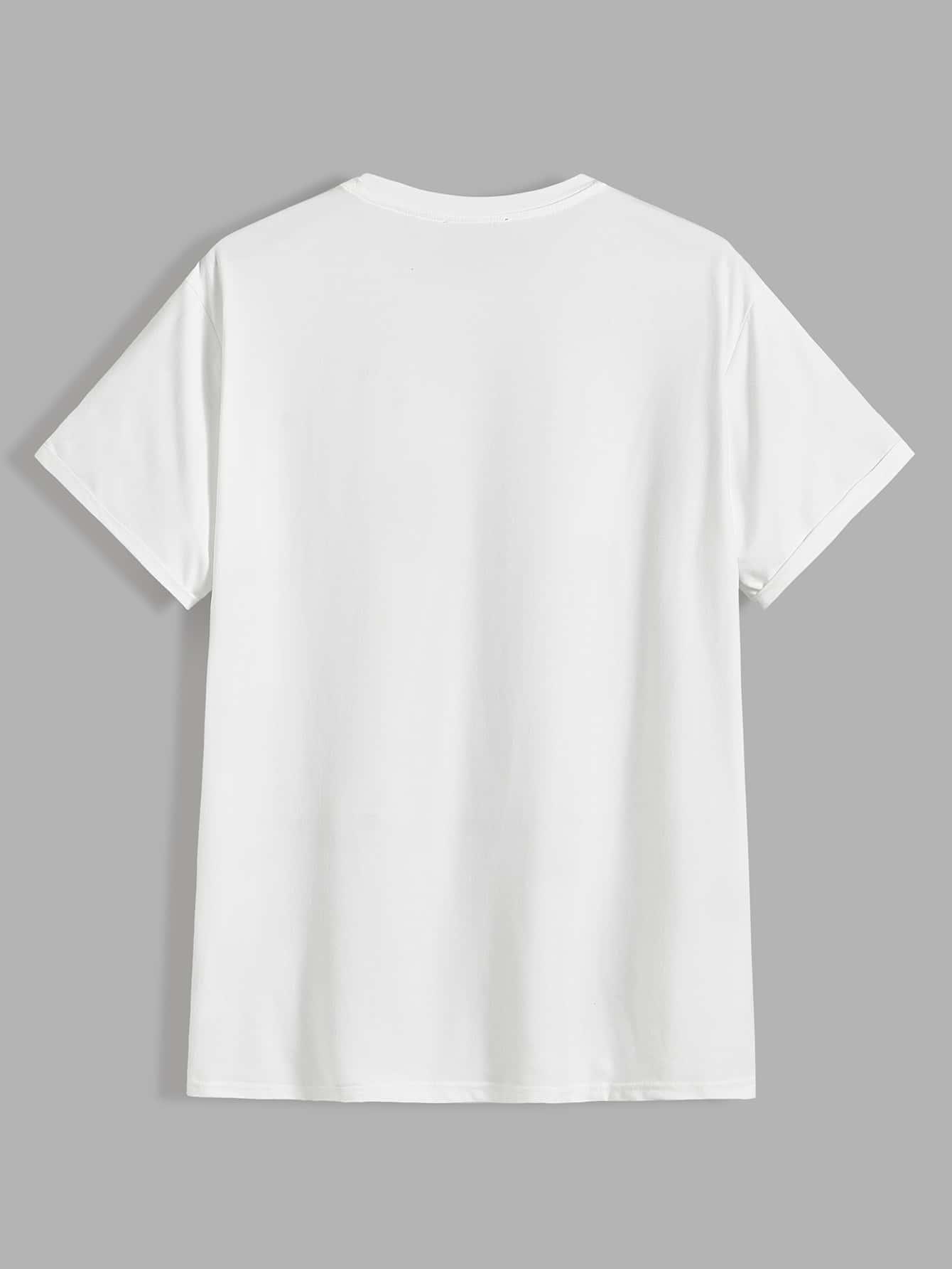 biały t-shirt okrągły dekolt