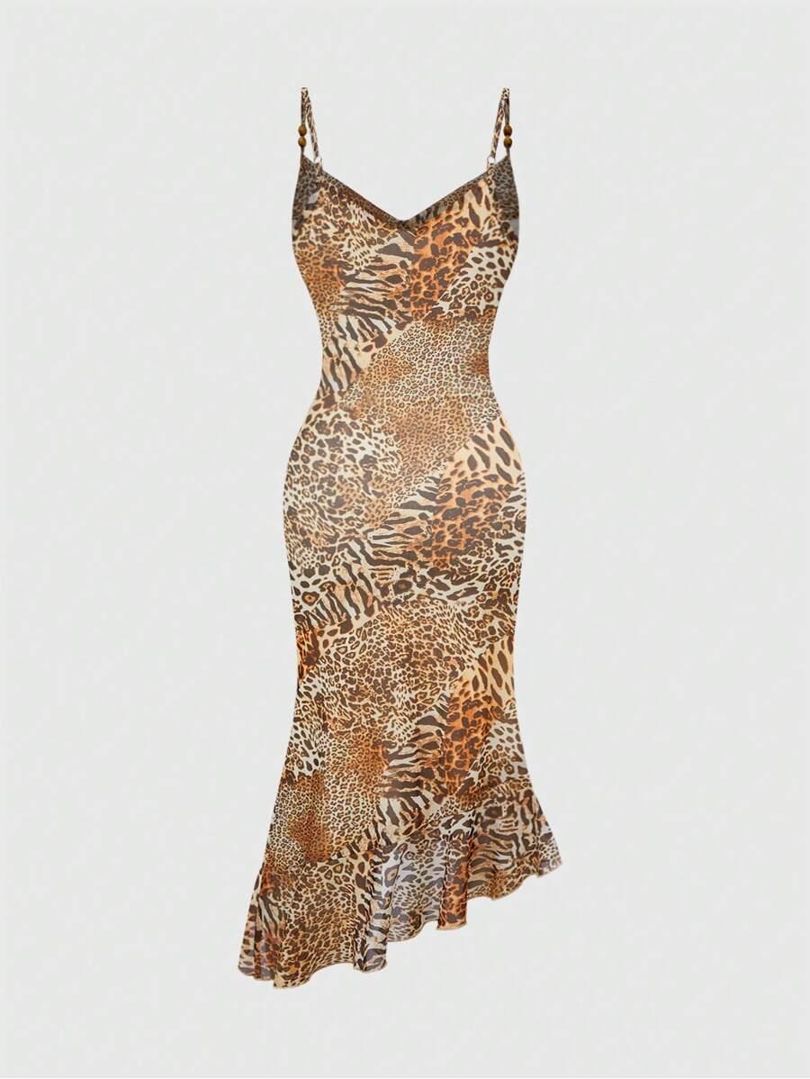 sukienka animal print asymetria