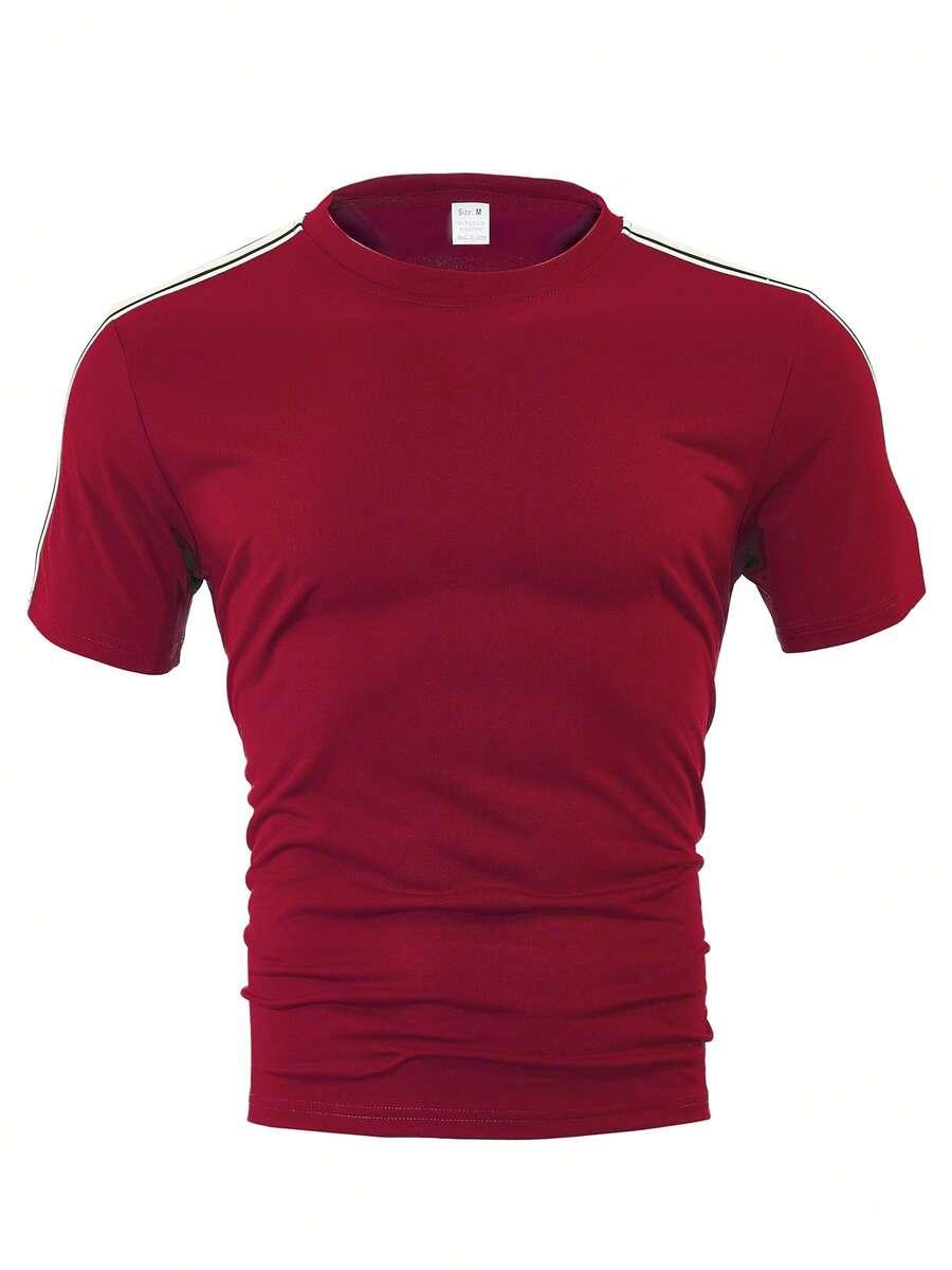 czerwony komplet spodnie t-shirt lampasy