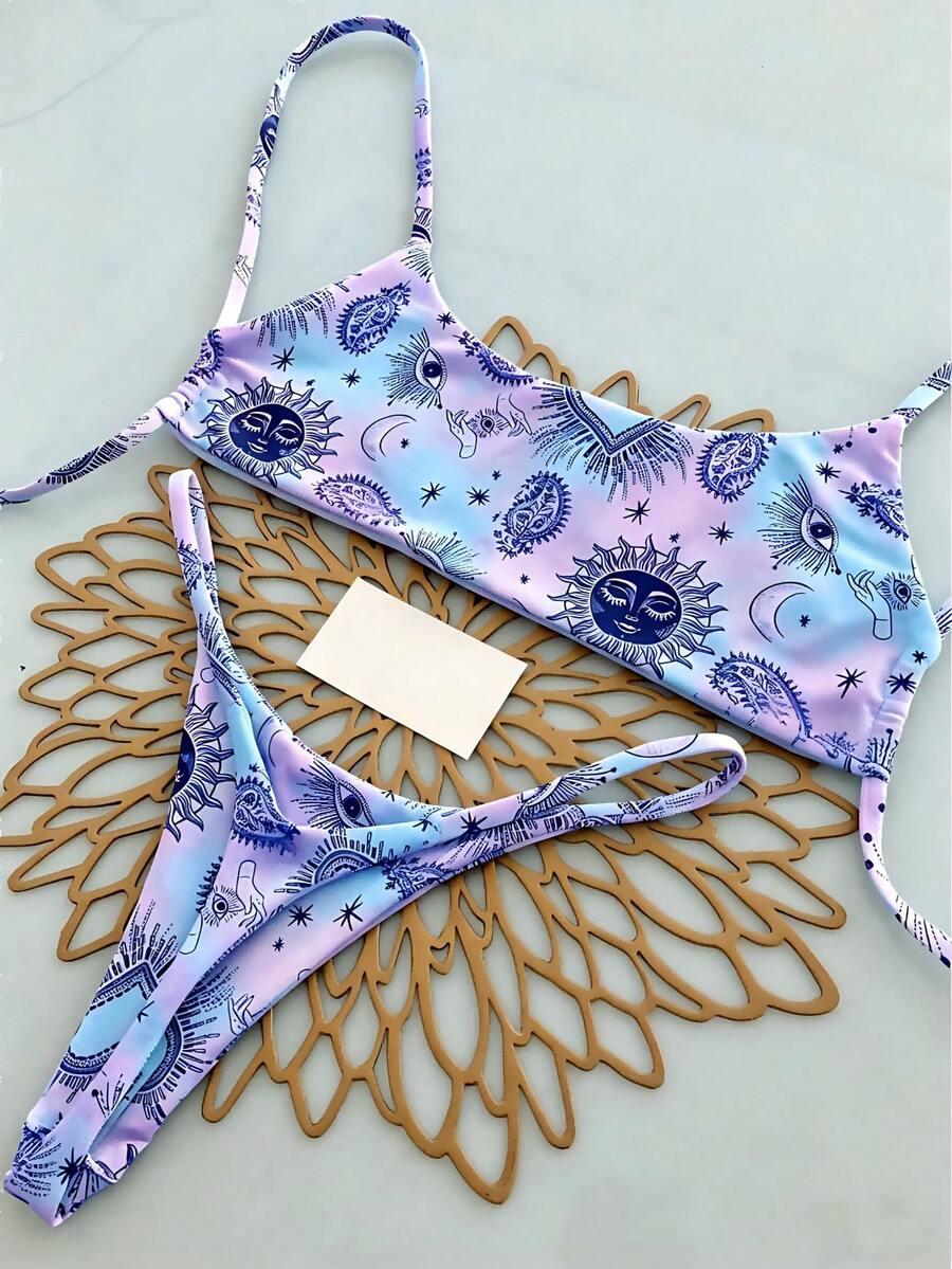 komplet bikini wzór stringi