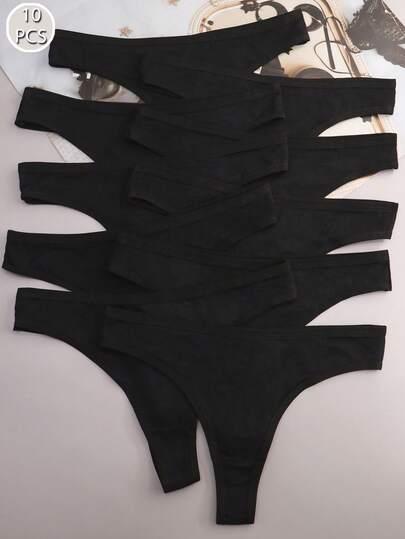 czarne majtki stringi 10 pack