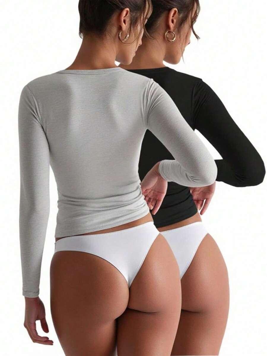 DOPASOWANA BLUZKA DŁUGI RĘKAW V NECK