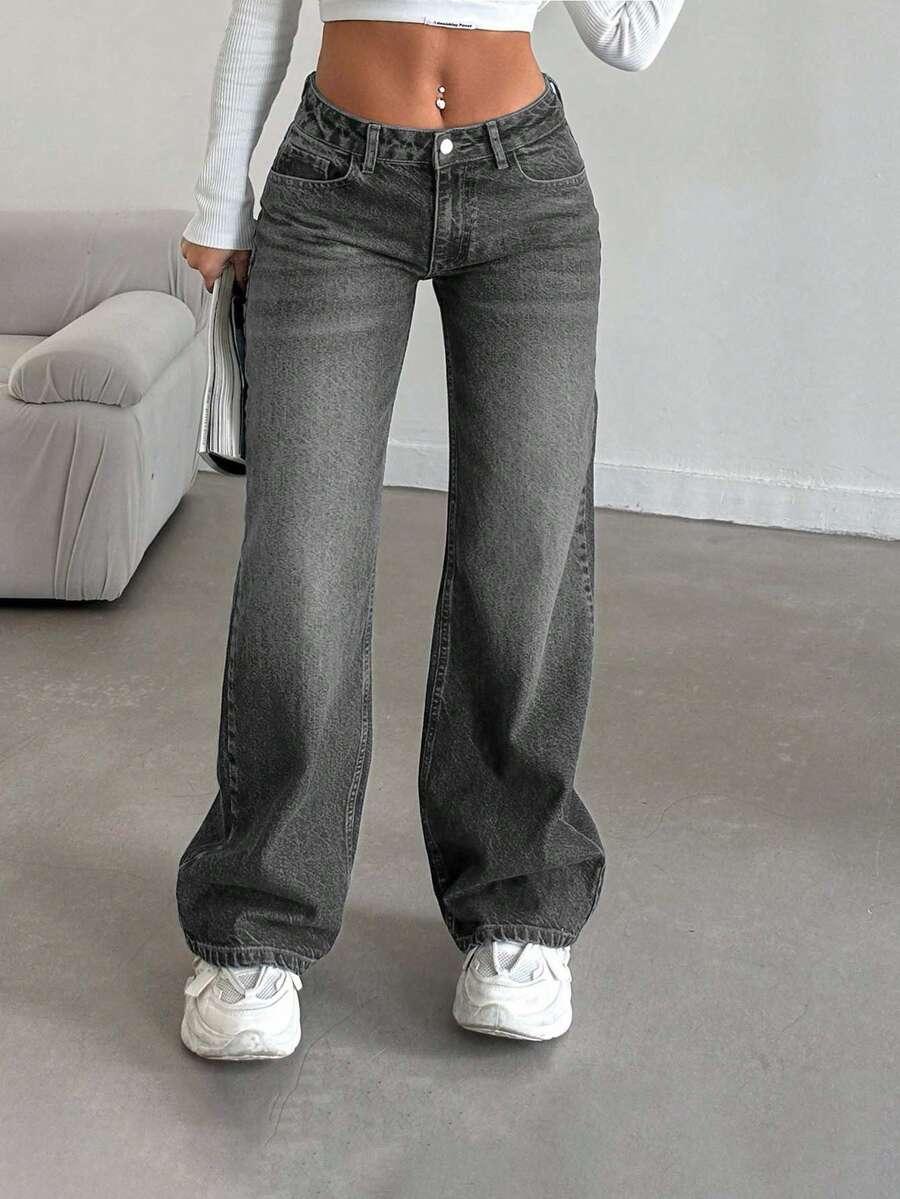 SZARE SPODNIE JEANS 