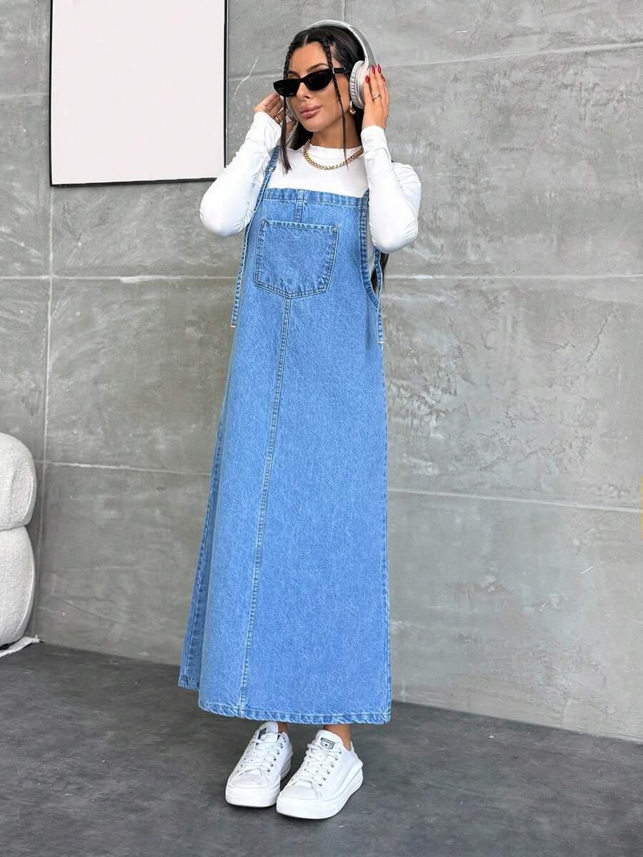 niebieska sukienka jeans
