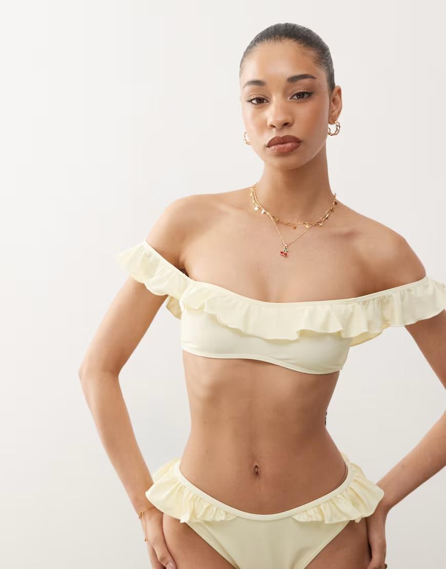 żółta GÓRA OD BIKINI odkryte ramiona 