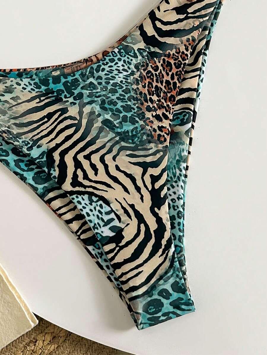 dwuczęściowy strój kąpielowy animal print