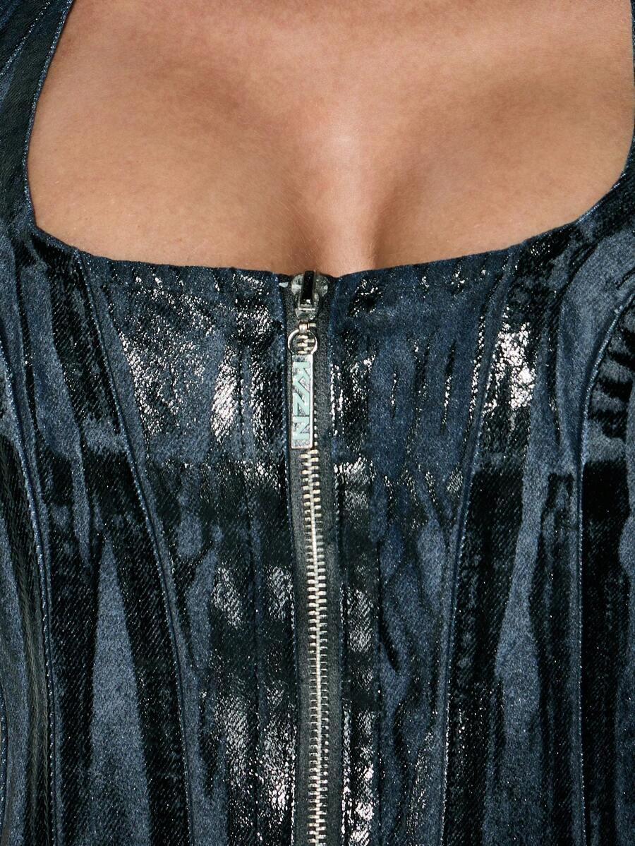 GRANATOWY TOP JEANS