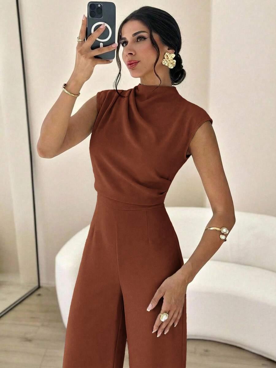 brązowy elegancki kombinezon