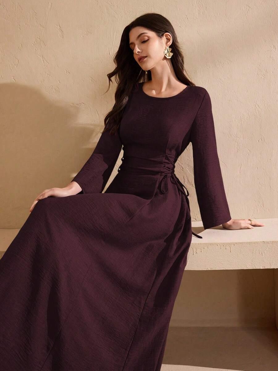 burgundowa sukienka maxi