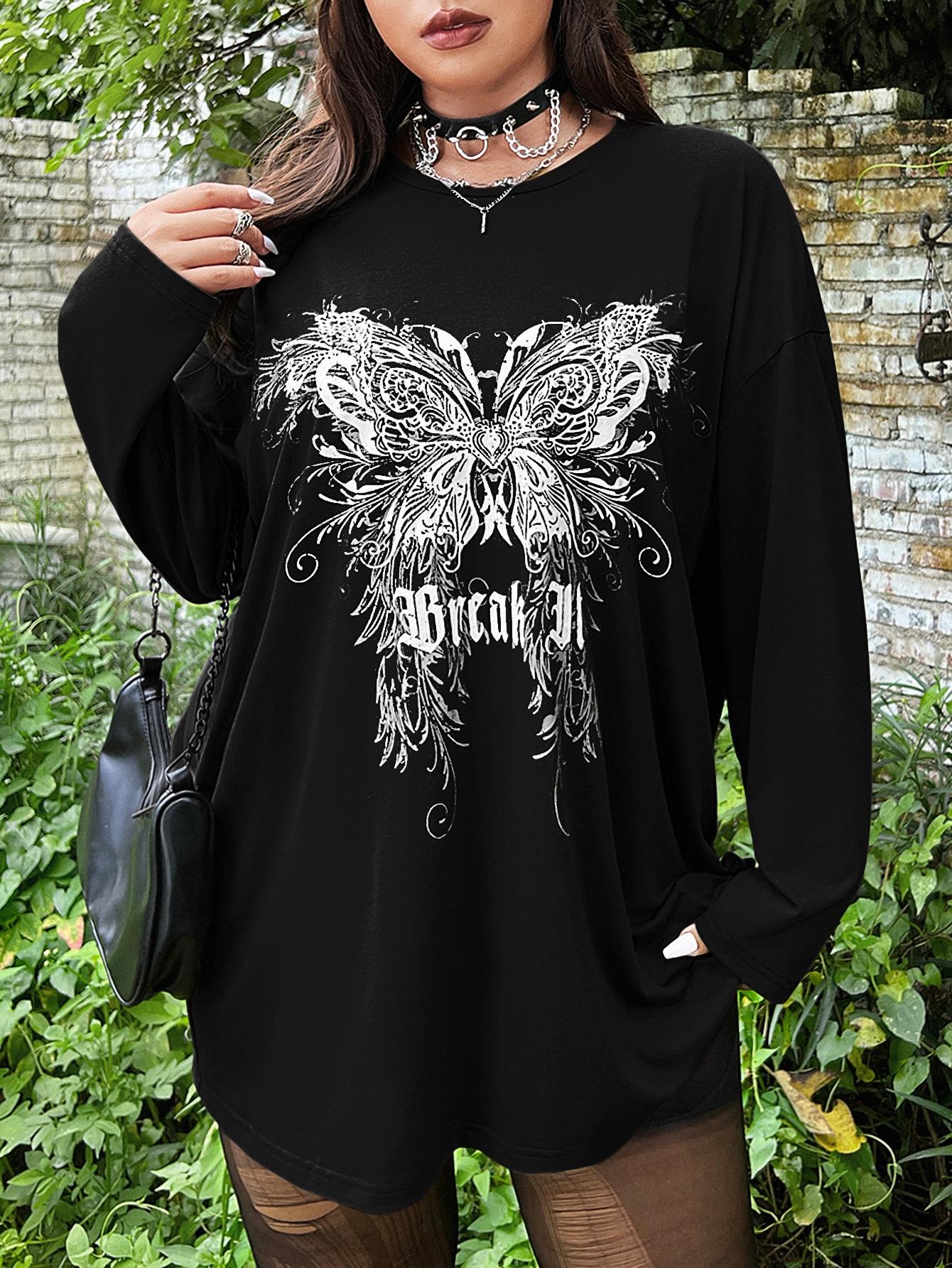 CZARNY T-SHIRTY PRINT