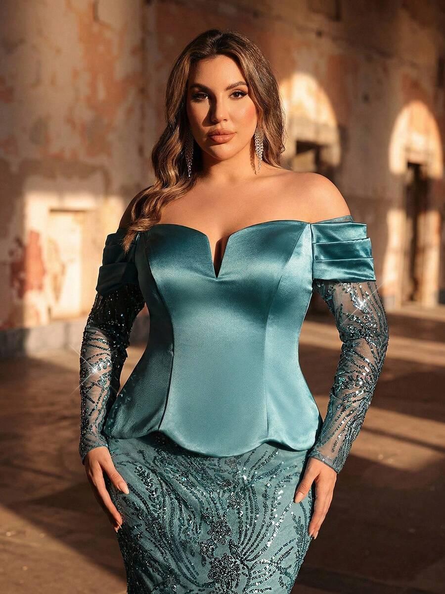 NIEBIESKA MAXI SUKIENKA POŁYSK